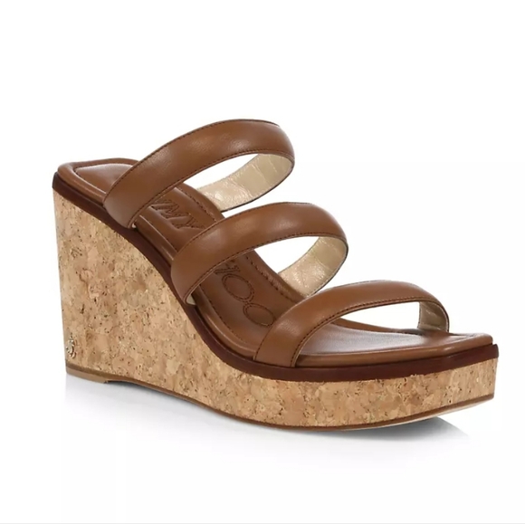 Jimmy Choo Athenia brown leather strappy platform wedge make sandals size 36 - Picture 14 of 14